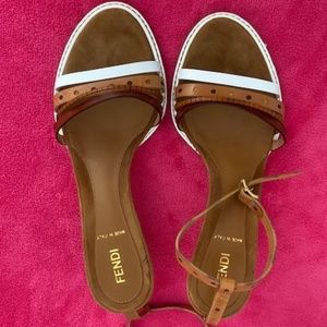 Fendi Multi Color Strappy Ankle Strap Heels Size 37